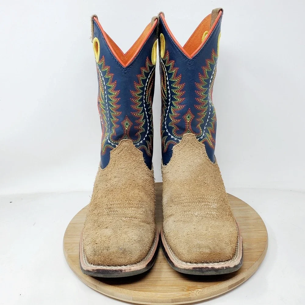 Ariat‎ Derby Monroe Boots Kids 3 Western Roughout Square Toe Boys Girls Shoes